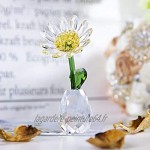 H&D HYALINE & DORA Statuette de fleurs en cristal Figurine de marguerite en verre Décoration de maison ou de mariage