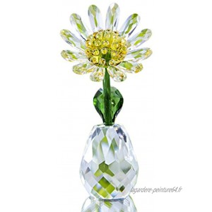 H&D HYALINE & DORA Statuette de fleurs en cristal Figurine de marguerite en verre Décoration de maison ou de mariage