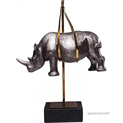Kare Design Statuette décorative en Forme de rhinocéros Petite décoration Insolite décoration de Table décorative Objet de décoration Gris doré 43 x 25 x 15 cm