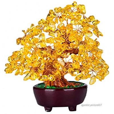 POHOVE Arbre à argent chinois en citrine Feng Shui Arbre de fortune doré Style bonsaï Décoration pour la maison ou le bureau