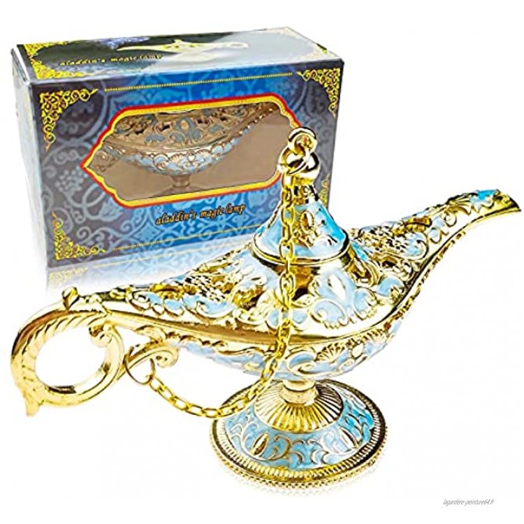 XSHAO 1 Pièces Lampe Aladin Décoration Légende Genie Wishing Lampe avec Relief en 3D Creux Décoration Magique Lampe Métal pour Décoration de Table et Prop