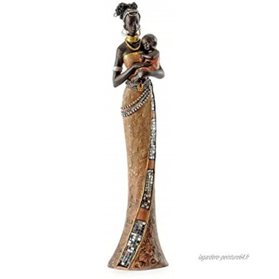 Pajoma 57538 Objet de décoration en résine Femme Africaine avec bébé Hauteur 42 cm