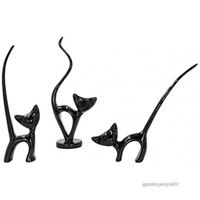Aoneky 3 Mini Figurines Chats en Résine Sculpture Design Moderne Statue Décorative pour Chambre Salon Bureau Noir