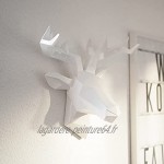 Hansmeier tête de cerf Sculpture Blanc 42 x 41 cm décoration Murale Moderne matériau Robuste raffiné élégant Abstrait Blanc