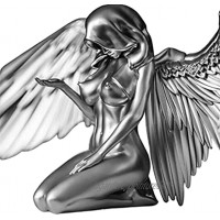 Hopowa Angel Statues 3D Angel Wings Decoration de Sculpture Murale Sculpture d'art Femme Wings Figurine Figure à Genoux en résine pour Salon Chambre à Coucher Décoration de la Maison