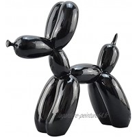 Jeff Koons Résine Chien Statue，Ballon Dog Sculpture Moderne Décoratives pour Salon et Bureau Galvanoplastie Noir 17cm*17cm*7cm