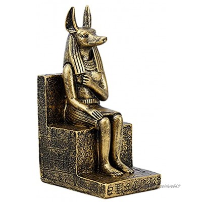 LOVIVER Statue égyptienne Anubis Egypte Sculpture Art de Bureau égyptien Statue de autel égyptien Table Armoire à vin Figurines Chien d'or