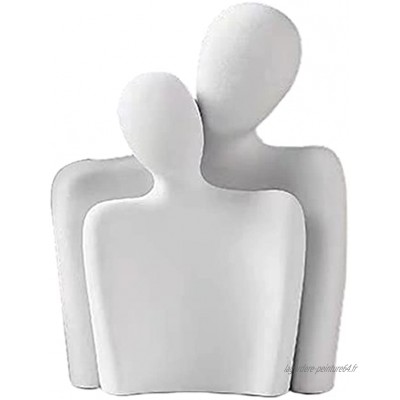 Non-brand Romantique Couple Art Sculpture Amant Passionné Statue Art Abstrait Ornement en Céramique Figurine Accueil Bureau Plateau Décoration Blanc Mat