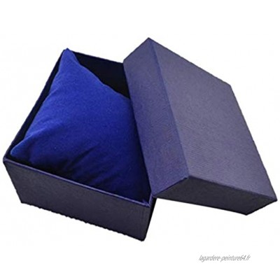 collectsound Boîte de rangement carrée en carton pour montres bracelets et bijoux avec coussin – Bleu