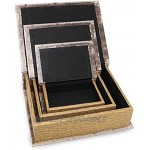 Jolitac Lot de 3 boîtes à livres décoratives avec couvercle magnétique imitation bois lettre