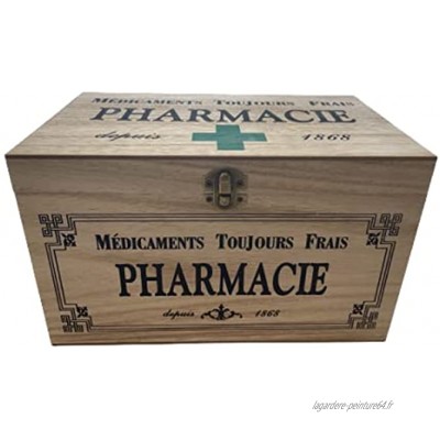 khevga Boîte de rangement avec couvercle : boîte en bois pour médicaments décoratif 25 x 15 x 15 cm verte.
