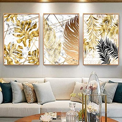 Plantes nordiques peintures sur toile doré et affiches d’images murales imprimées pour le salon salle à manger décor moderne sans cadre 50 * 70 cm