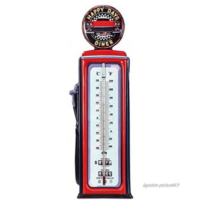 Thermomètre vintage métal XL Modèle Station Essence Rouge USA H 48 cm