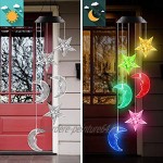 AceList Ramadan Moon Stars Wind Mobile Lampe solaire décorative d'extérieur décorative pour terrasse jardin allée