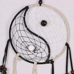 NEHARO Catcher de rêve Catchers Yin Yang rêve Circulaire Net Dreamcatcher avec des Plumes Perles Hanging Décoration Mobiles décoratifs Color : Black and White Size : 15 * 50cm
