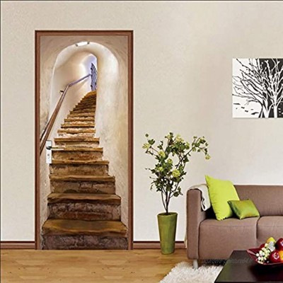 Sticker De Porte Trompe l'oeil Effet 3D Intérieure Papier Peint Peintures Imperméable Amovible Autocollants Escaliers 90 * 200Cm