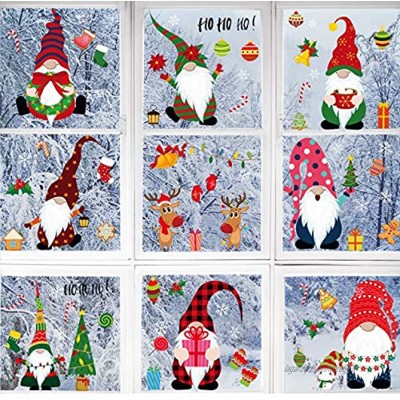 84 Pièces 8 Feuilles Décorations de Flocon de Neige de Noël pour Fenêtre Autocollant de Fenêtre de Noël Décorations de Noël Décalcomanie Renne Elfe Père Noël Fournitures de Fête de Noël