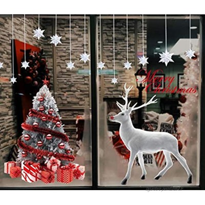 heekpek Grande Autocollant Fenêtre Noel DIY Noel Deco Autocollant Décorations de Fenêtre de Noël Flocon de Neige Elan Arbre de Noël 4 * 30 * 90cm Transparent