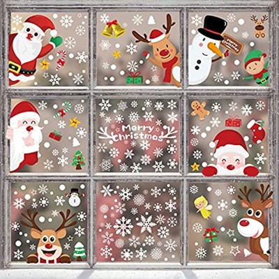 Hianjoo Autocollants de fenêtre de Noël DIY Autocollant Fenetre Stickers Noel Autocollants Noël Stickers Fenetre Noël Décoration