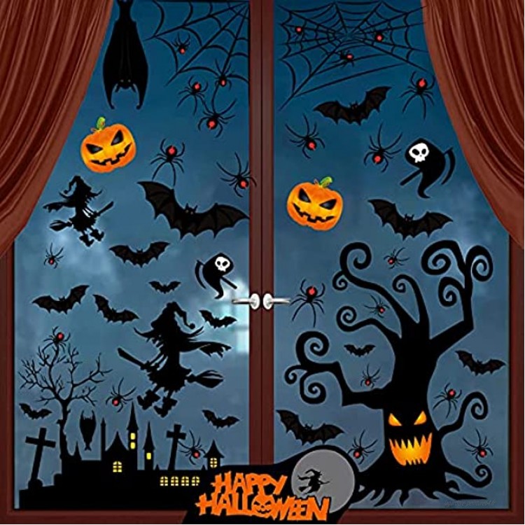 Stickers Halloweens étanche 153 Halloween Fenêtre Autocollants Sticker Araignée Toile Chauve-Souris Halloween Décor Autocollant Sticker de Fenêtre