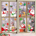 Viilich Lot de 15 feuilles d'autocollants de Noël pour fenêtre Père Noël et Rudolph Flocons de neige En PVC