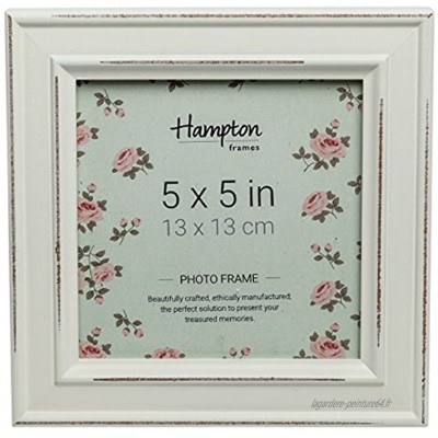 Hampton Frames PAL301955W Paloma Cadre Photo carré en Bois Style Shabby Chic 13 x 13 cm Blanc