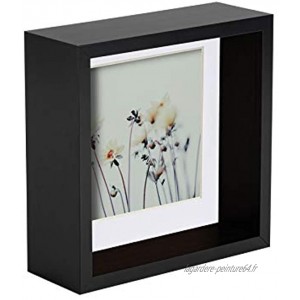 Nicola Spring 6 x 6 3D Ombre Profonde Boîte Cadre Photo Artisanat d'affichage Cadre Photo avec 4 x 4 Mount Noir