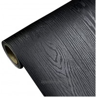 KingYH 1 Piezas Papier Peint Grain de Bois Noir 40 x 200 CM Stickers Meubles Imperméables en PVC Adhésif Film Épais pour Décorer des Murs Portes et Fenêtres en Bois Armoires ou Remettre à Neuf
