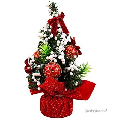 BestSiller Mini sapin de Noël artificiel de 20 cm petit sapin de Noël avec base en bois et ornements faux arbre miniature pour le jour de Noël décoration d'intérieur ou d'extérieur pour les fêtes
