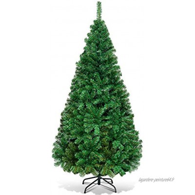 Costway Sapin de Noël Arbre de Noël Artificiel pour Décoration de Noël Matériau PVC avec Pied en Métal 150cm-240cm Vert Nature 1.5M