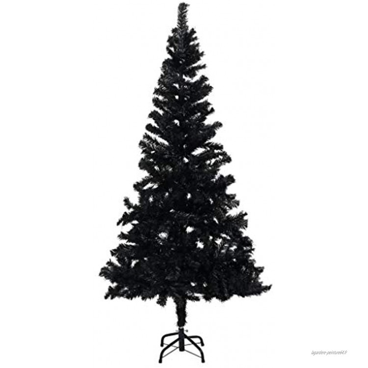 Doneioe Sapin de Noël Artificiel résister Faux Sapin Sapin de Noël décorations de Noël Installation Rapide PVC Noir 180 cm