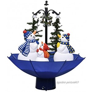 vidaXL Arbre de Noël Neigeux avec Base de Parapluie Décoration de Noël Sapin Artificiel Salon Salle de Séjour Maison Intérieur Bleu 75 cm PVC