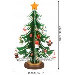 YiYa Mini Table en Bois Sapin De Noël Ensemble De Jouet De Noël avec 18 Mini Ornements De Noël Et 1 Cime d'arbre Étoile pour Décoration De Noël Décors De Table Cadeau De Noël Petit