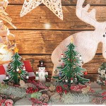 YiYa Mini Table en Bois Sapin De Noël Ensemble De Jouet De Noël avec 18 Mini Ornements De Noël Et 1 Cime d'arbre Étoile pour Décoration De Noël Décors De Table Cadeau De Noël Petit