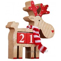 Amosfun Calendrier de Noël avec compte à rebours Calendrier de l'Avent Cerf en bois Décoration de Noël