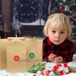 Bluelves Calendrier de l'Avent 2020 24 Sacs Cadeau avec Numéro Etiquettes et 24 Pinces en Bois Sachets en Papier Kraft pour DIY Calendrier de l'Avent à Remplir Soi Meme Décoration de Noël