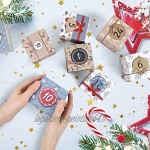 LIHAO Boîtes Calendrier de l’avent à Remplir 24 Sacs de Papier Kraft pour Cadeau Noël 7 x 7 x 7 cm