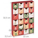 relaxdays Calendrier de l'Avent DIY 24 boites vides Cubes à remplir soi-même Noël Enfant Adulte Carton Design A 32 x 22 x 5 cm