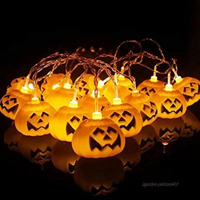 Eastor Halloween Lanterne Potiron ，Citrouille Chaîne Lumineuse ，20 LED 2 modes d'éclairage ，Guirlandes à piles， pour Halloween  les décorations d'automne fête