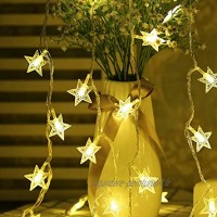 Guirlande lumineuse avec étoiles à piles 5 m 40 LED Éclairage décoratif pour Noël mariage anniversaire utilisation en intérieur ou en extérieur Blanc chaud