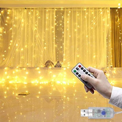 Lumières de rideau à LED 300 guirlandes lumineuses à LED 3m x 3m avec télécommande à 8 modes pour rideau de fenêtre chambre à coucher pelouse mariage décoration de fête