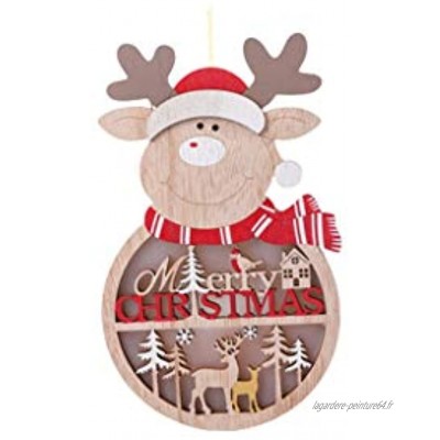 décoration de Noël Arrangement rougeoyant de Bureau en Bois Décoration Tenture Bonhomme de Neige de Noël Boule de Noël Elk Color : A