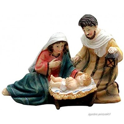 Ensemble de décorations de crèche de Noël Style sculpté avec Marie tenant un bébé Jésus en résine Décoration d'intérieur Cadeau