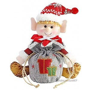 FuMeiJiaJiaJu Sac à friandises de Noël Père Noël bonhomme de neige elfe poupée pochette cadeau