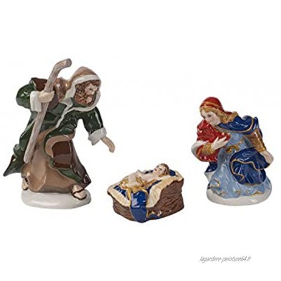 Villeroy & Boch Nativity Figurine pour crèche "Sainte Famille" Lot de 3 Porcelaine Vert Bleu Brun