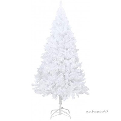 Estink Sapin de Noël artificiel PVC 210 cm avec branches épaisses 1210 pointes de branches base en acier décoration de Noël blanc