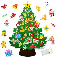 Yojoloin Feutré Sapin de Noël Arbre de Noël avec 50 LED DIY Décoration 32 Accesoires Détachable Ornements Cadeaux de Noël Cadeau pour Enfants