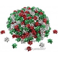 240 Pièces Mini Noeuds d'Emballage Cadeau Noeuds Métalliques de Noël Cadeaux Arcs Auto-Adhésif pour Faveur de Fête d'Anniversaire de Noël Couleur de Noël