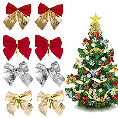 96 Pièces Arc de Noël Ruban Rouge ，Nœuds de Noël，Décoration de Cadeau de Noël ，Noel decoration sapin Convient pour la décoration de l'arbre de Noël