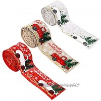 Duyifan 3 Pcs Christmas Ribbon for Tree Wired Ribbon Car Burlap Ribbon Ribbons for Gift Wrapping for Christmas Cake Tree Wreaths Cards Decorations5m * 5cm